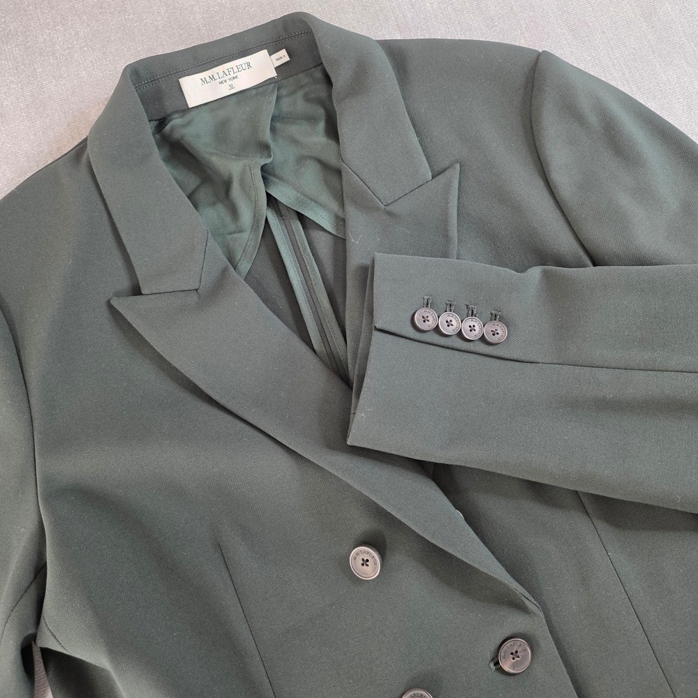 M.M.LaFleur Double Breasted Blazer Womens 12‎ Forest Green Tailored Professional